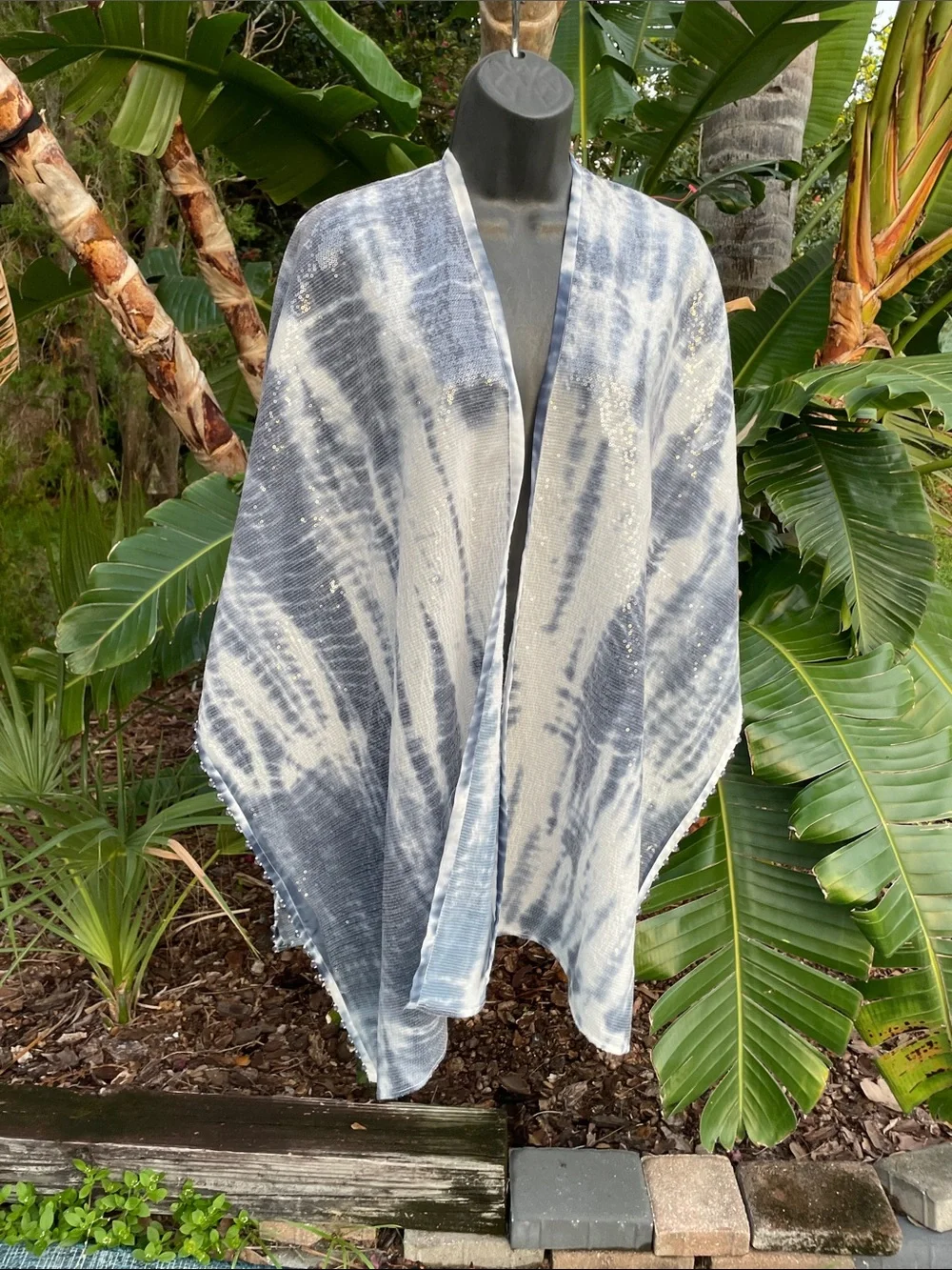 sequin tie-dye beaded cape, scarf, wrap, or poncho by Chicos